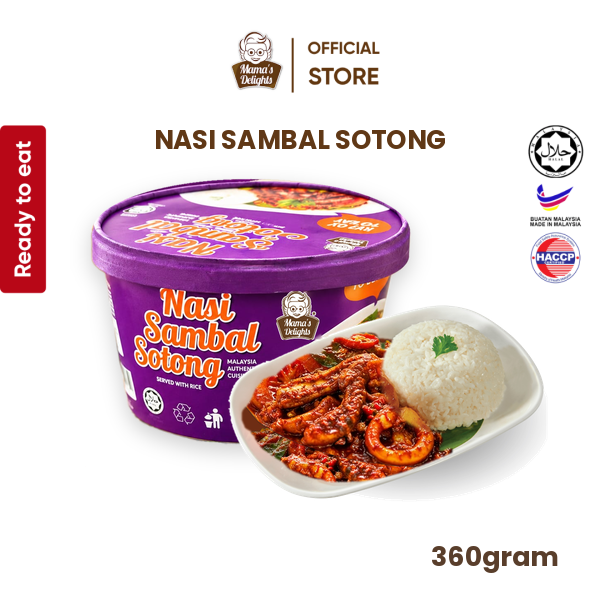 Ready-to-eat Nasi Sambal Sotong | Sambal Sotong Rice (360gram)